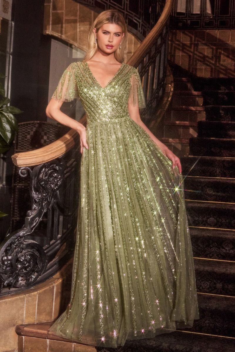 Clearance Sale Cinderella Divine -CD0241CL Embellished Sequin A-Line Dress