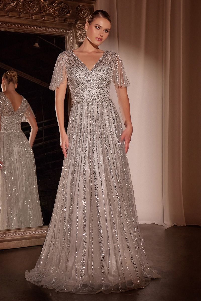 Clearance Sale Cinderella Divine -CD0241CL Embellished Sequin A-Line Dress