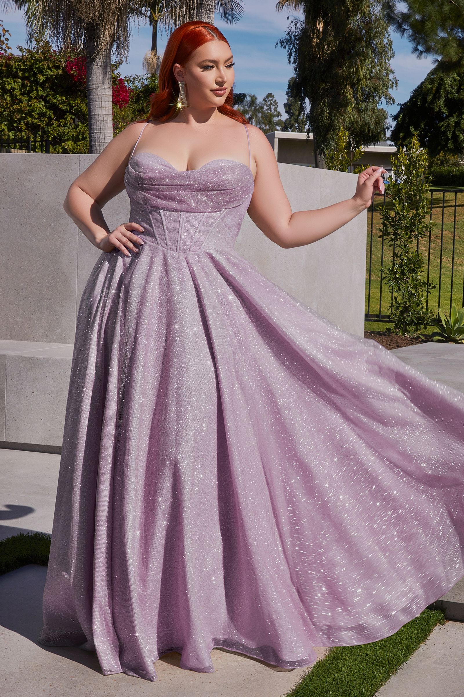 Curve Corset Glitter A-Line Dress By Cinderella Divine -CD252C