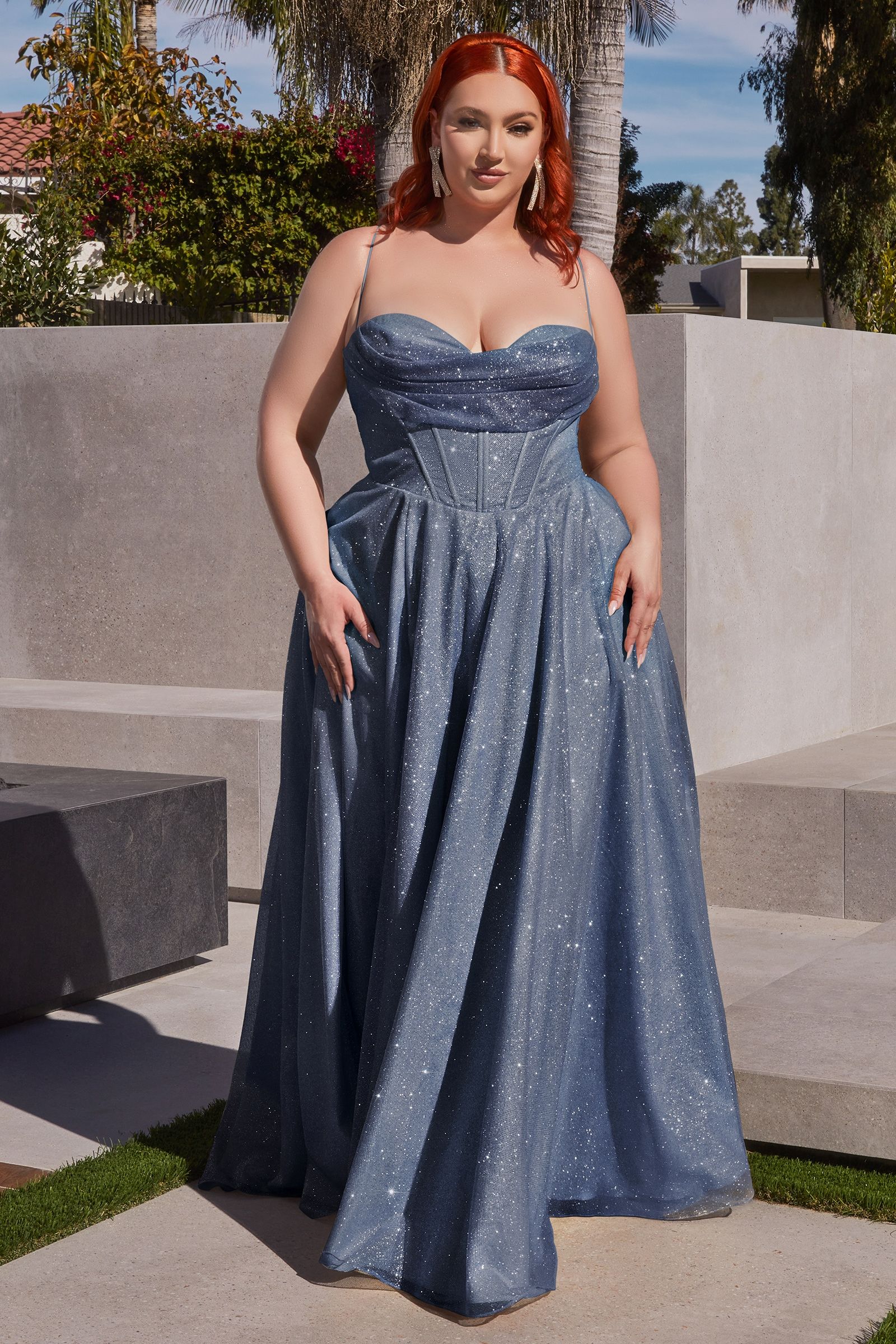 Curve Corset Glitter A-Line Dress By Cinderella Divine -CD252C