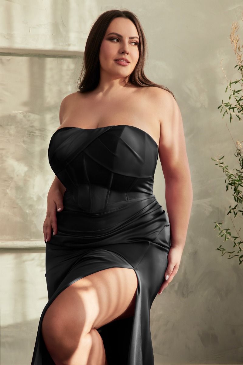 Cinderella Divine -CD326C Curved Strapless Satin Dress