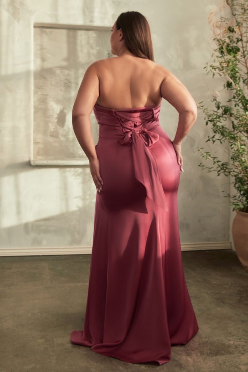 Cinderella Divine -CD326C Curved Strapless Satin Dress