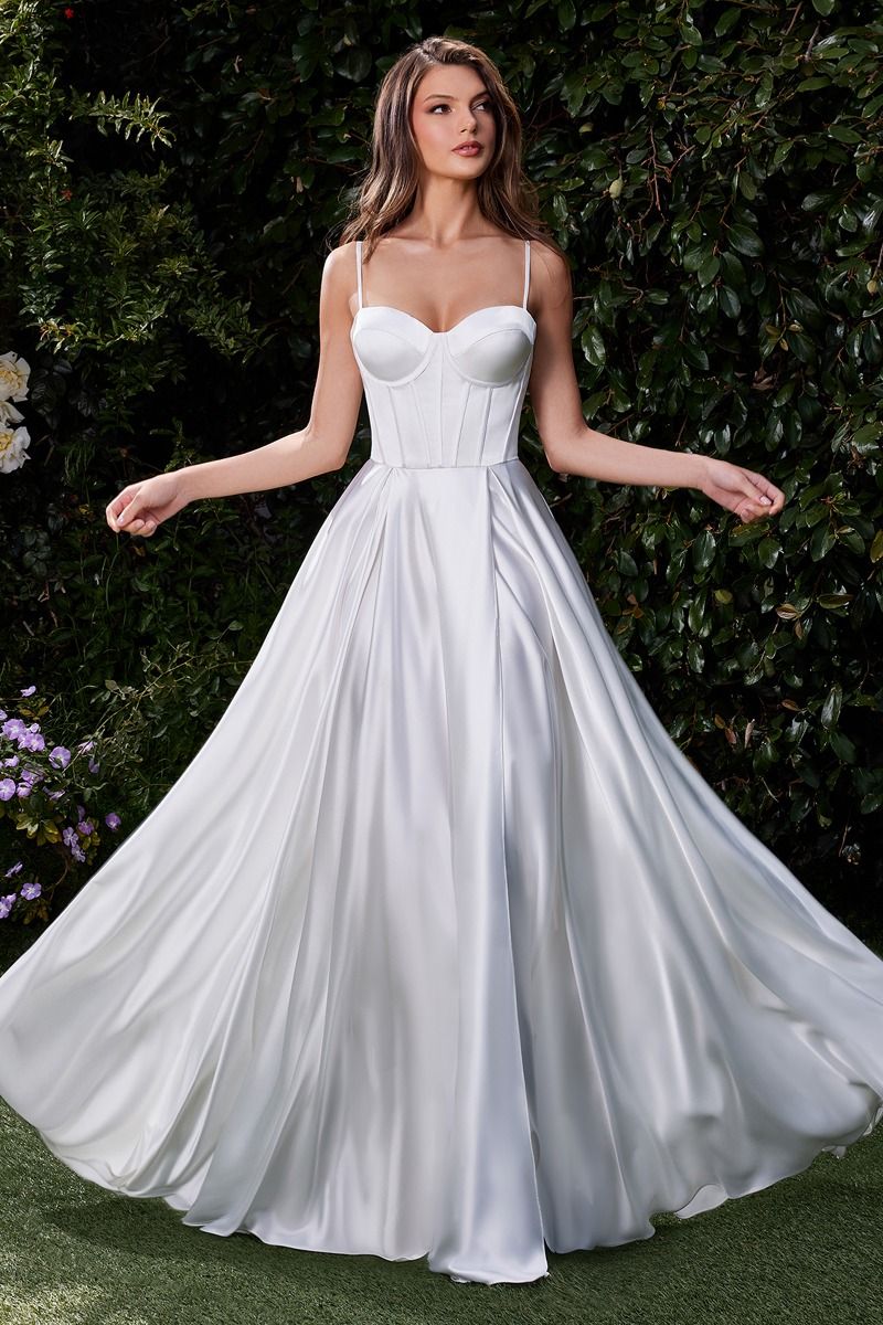 cinderella bridal dress Divine -CD337W Satin A-Line global-neckline-Halter Neck Lace up tie design 89496 Amarra Size:FR 38