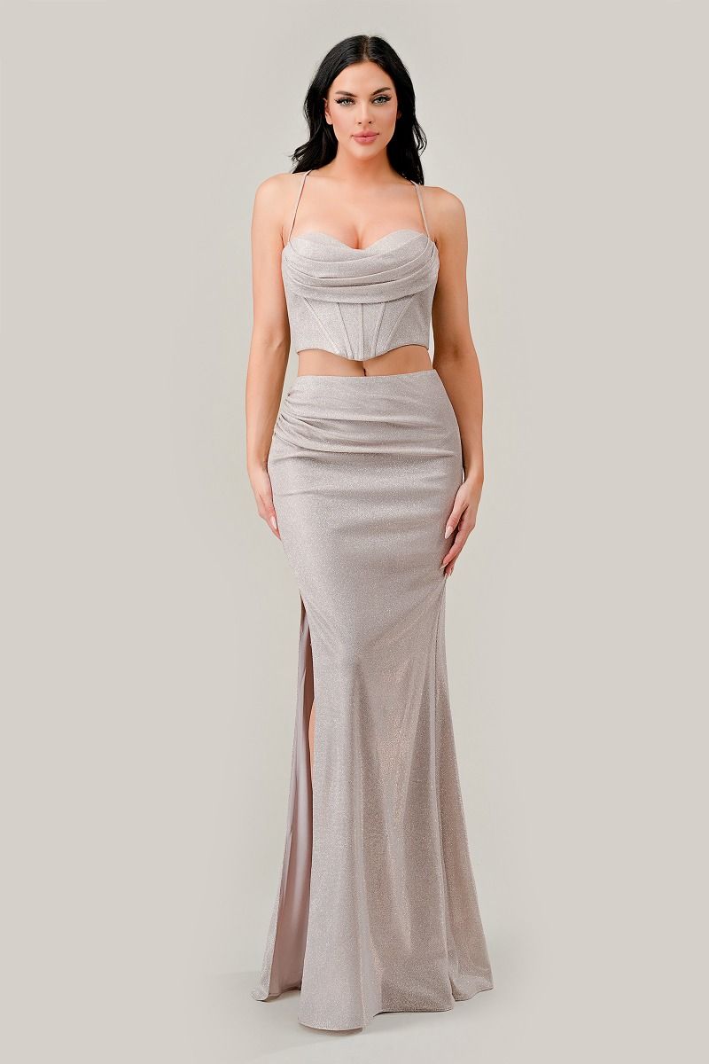Cinderella Divine -CD350 Sweetheart Corset Bodice Glitter Two Piece Dress