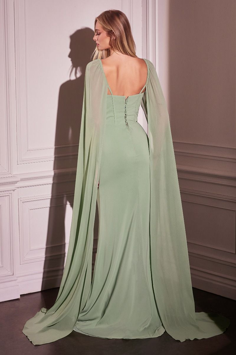 Cinderella Divine -CD356 Straight Neck Chiffon Prom Dress