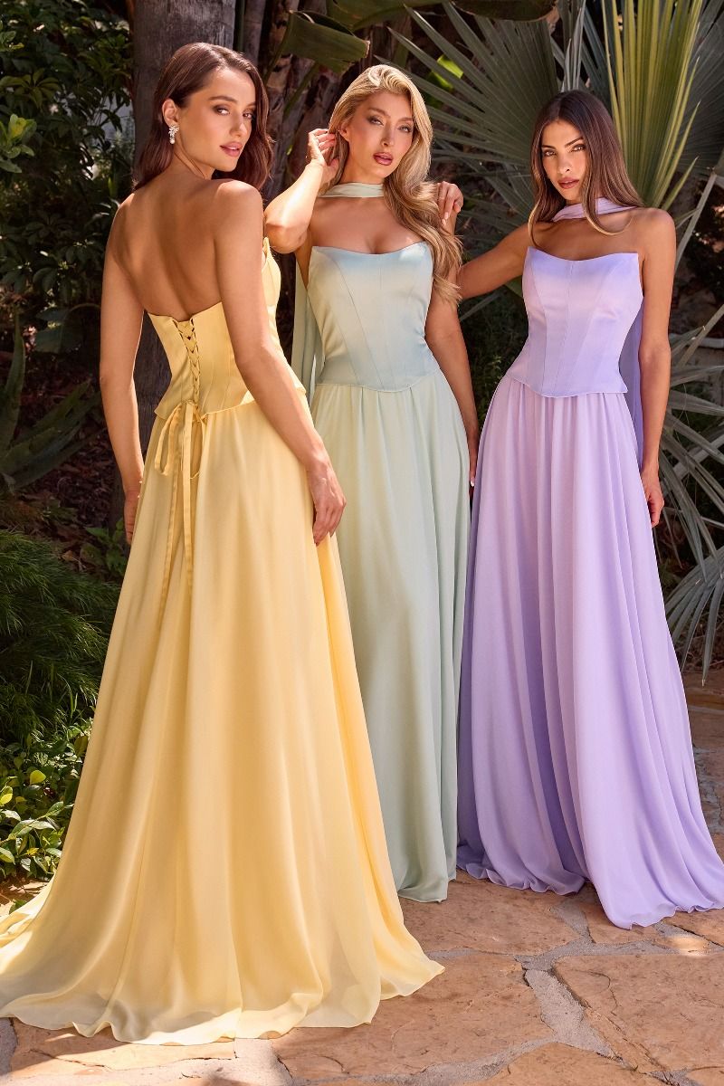 Cinderella Divine -CD386 Chiffon Strapless A-line Gown