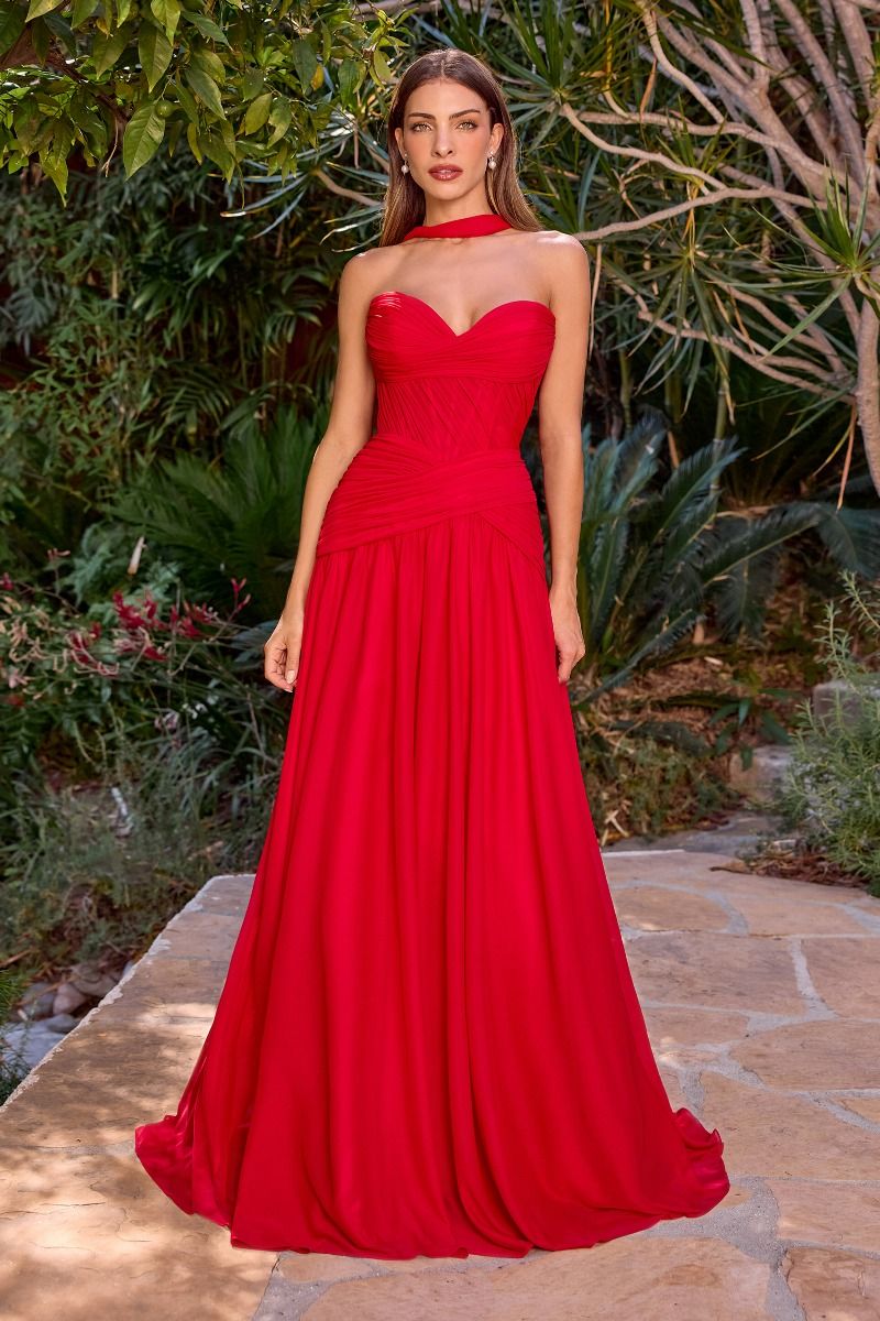 Cinderella Divine -CD395 A-line gown with pleated bodice and soft sweetheart neckline.