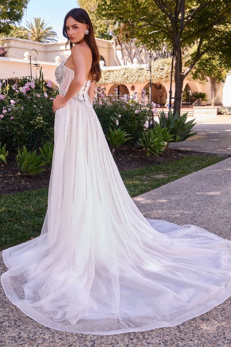 Cinderella Divine -CD643W Sweetheart Strapless Tulle Overskirt Gown