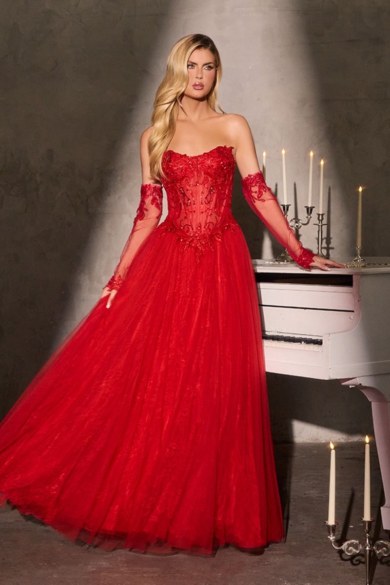 Cinderella Divine -CD717 Strapless Sweetheart A-line Gown