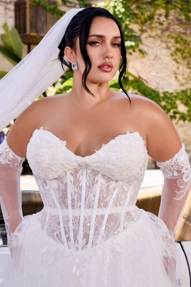Cinderella Divine -CD717W Embroidered Lace Sweetheart Wedding Gown