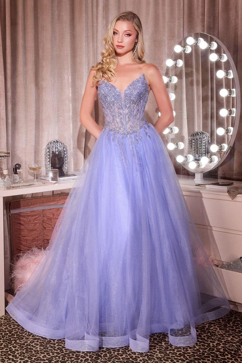 Cinderella Divine -CD721 Sequin Strapless A-line Long Gown