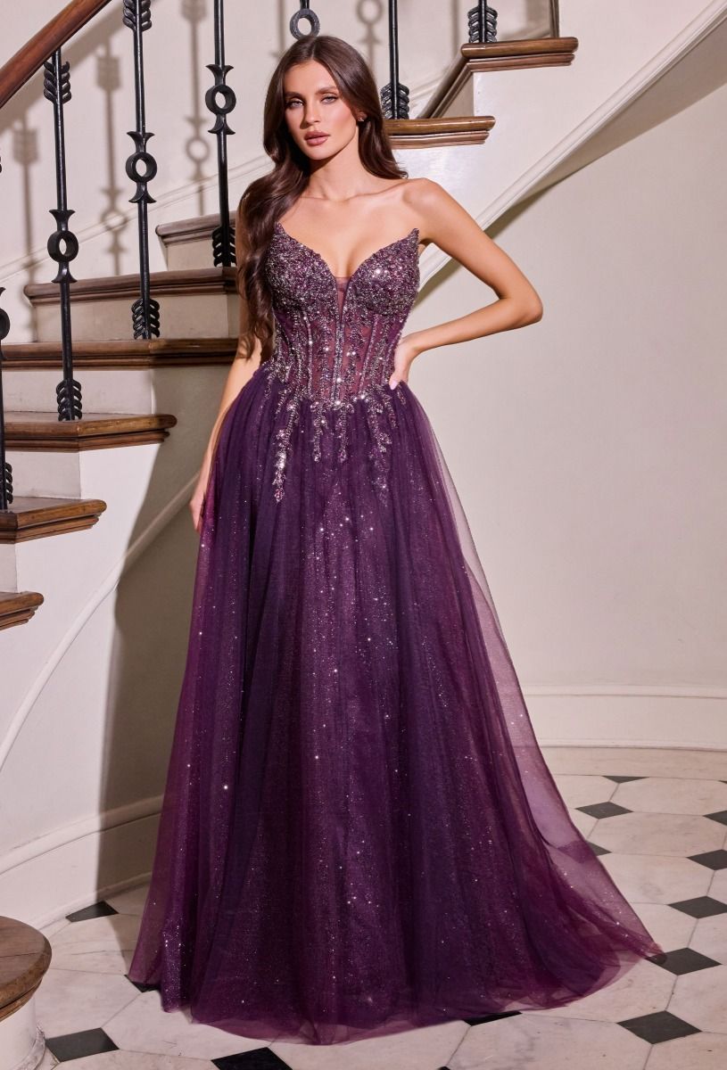 Cinderella Divine -CD721 Sequin Strapless A-line Long Gown