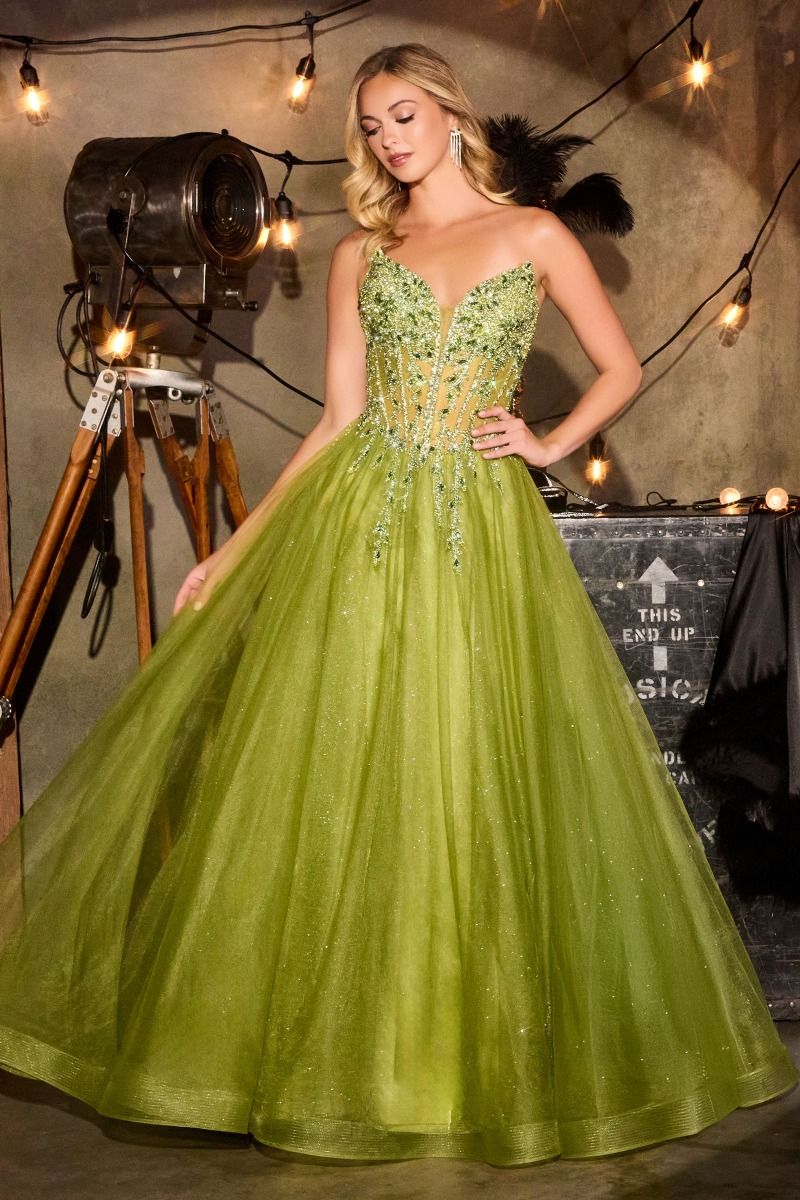 Cinderella Divine -CD721 Sequin Strapless A-line Long Gown