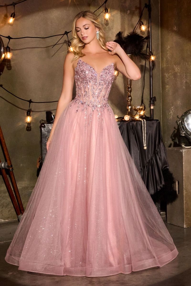 Cinderella Divine -CD721 Sequin Strapless A-line Long Gown
