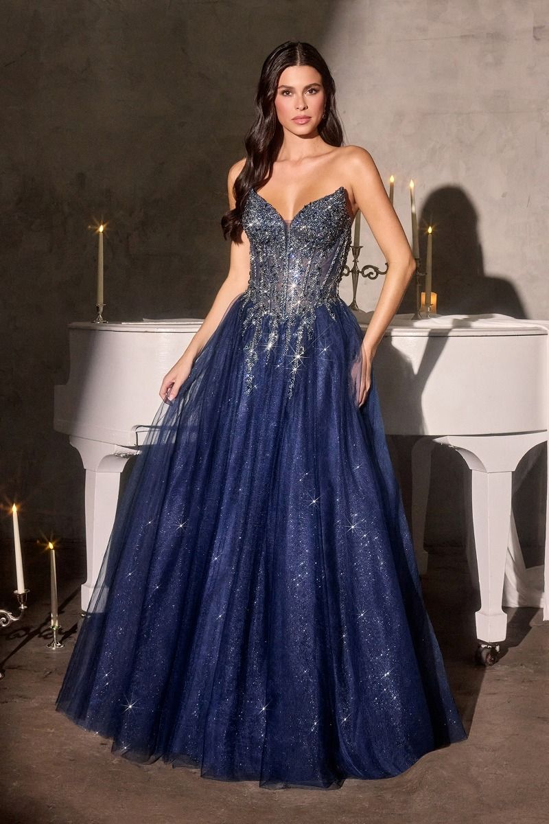Cinderella Divine -CD721 Sequin Strapless A-line Long Gown