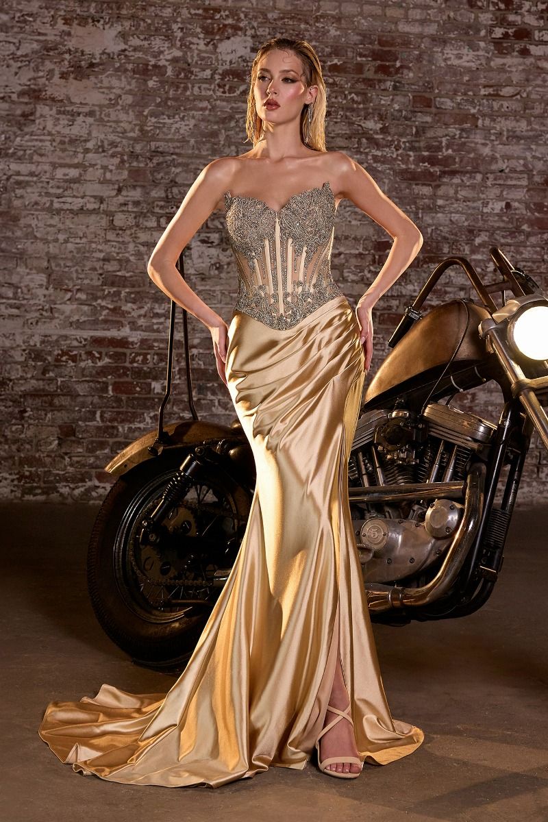 Cinderella Divine -CD736 Strapless Sweetheart Satin Dress