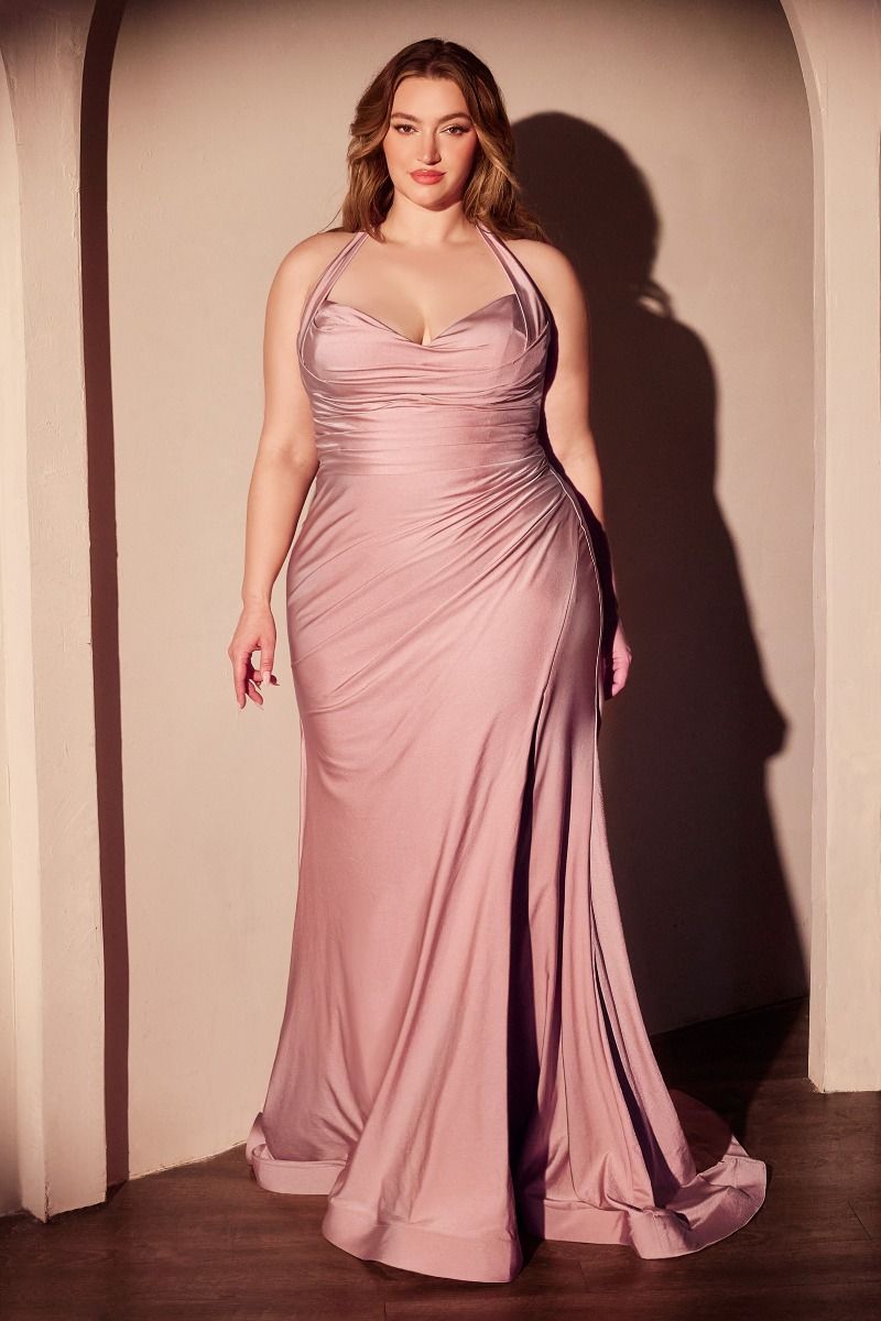 Cinderella Divine -CD796C Halter Neck Curved Sheath Dress