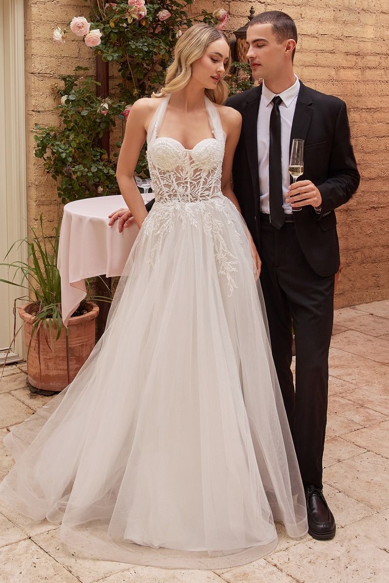 cinderella bridal dress Sweetheart Neckline Leg Slit Gown by Divine CD803W up back closure ensures a custom Cinderella Divine -CD827W Strapless A-Line