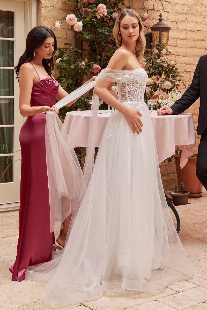 Cinderella Divine -CD827W Strapless A-Line Bridal Gown