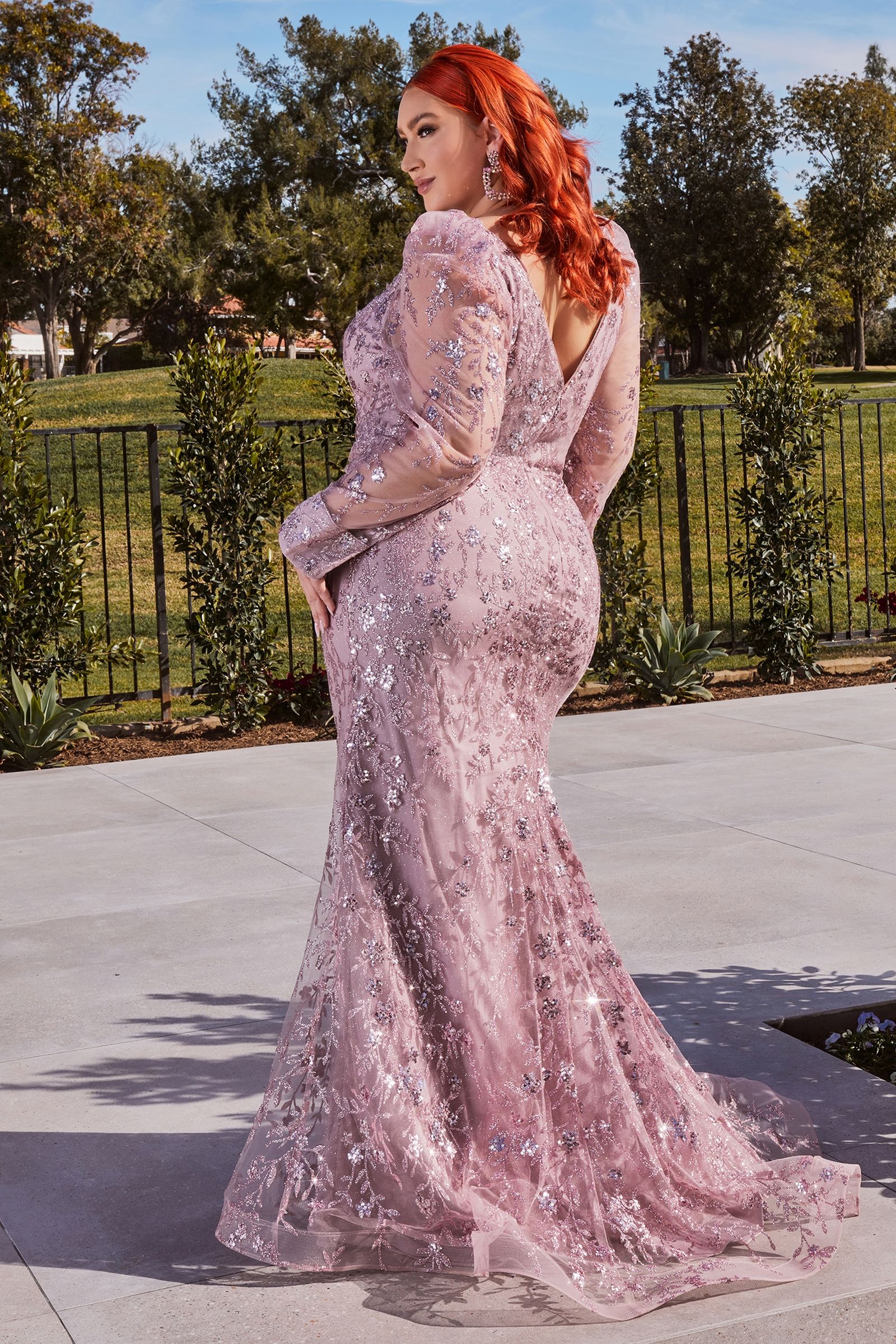 Clearance Sale Long Sleeve Glitter Print Dress By Cinderella Divine -CD989
