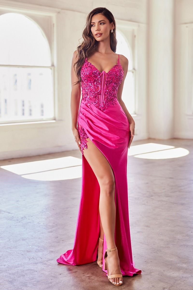 Cinderella Divine -CDS439 Glitter Satin Mermaid Dress