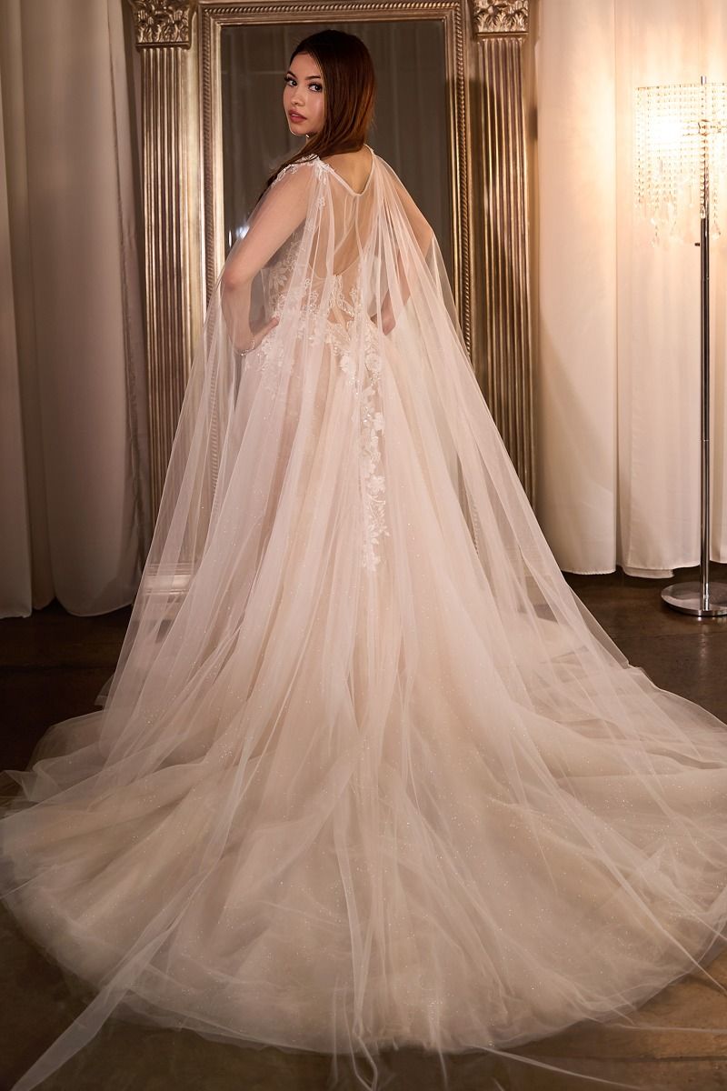 Cinderella Divine -CDS476W Laced Tulle A-Line Bridal Gown
