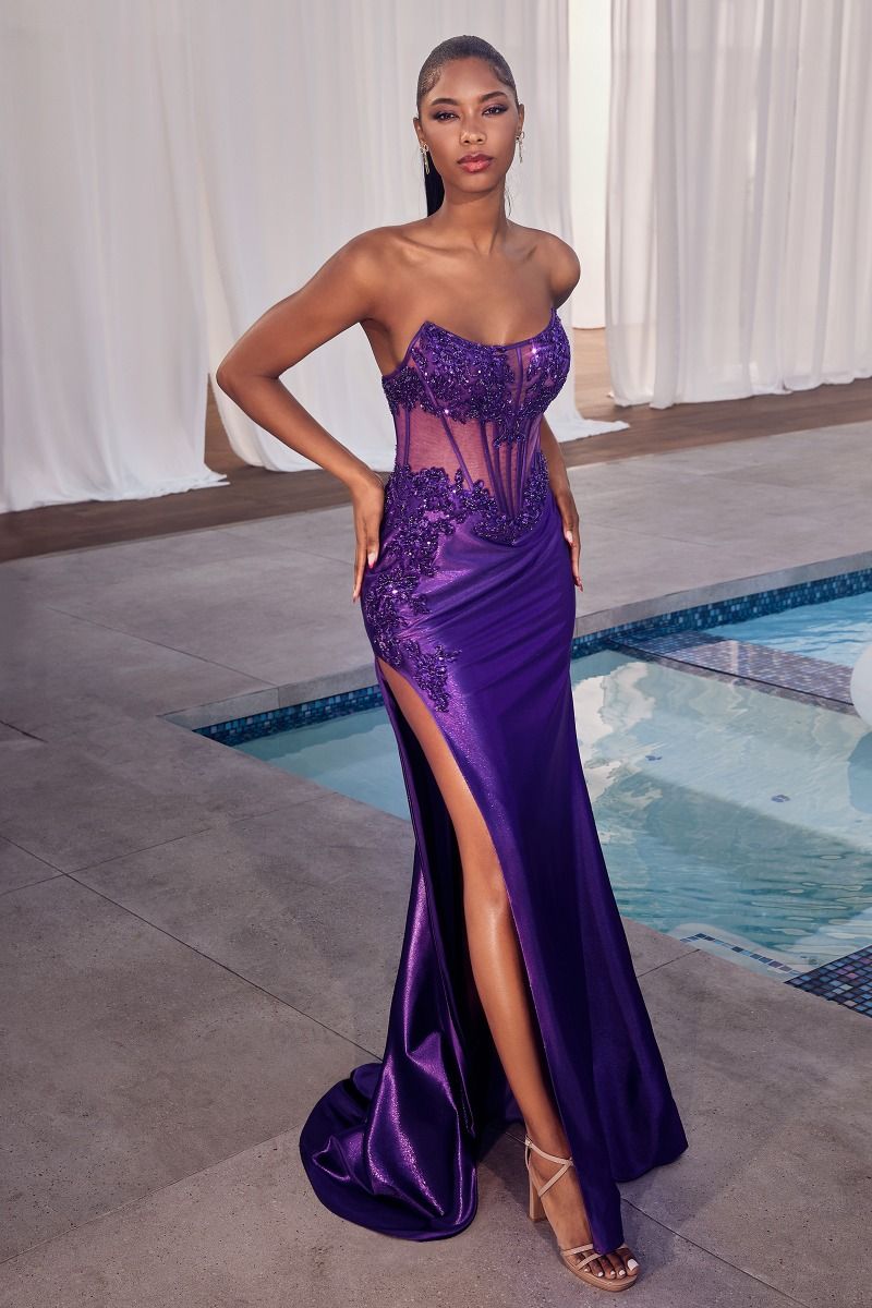 Cinderella Divine –CDS489 Strapless Sequin Embellished Sheath Dress