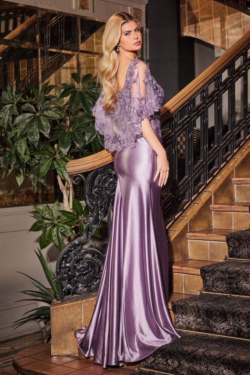 Cinderella Divine -CDS499 Fitted Satin Prom Sheath Dress