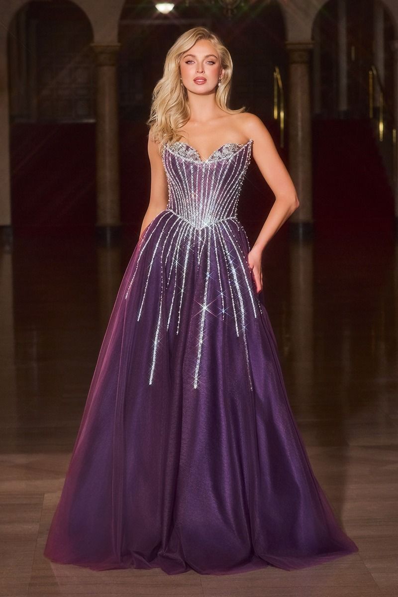 Cinderella Divine -CDS541 Beaded Sweatheart A-Line Gown