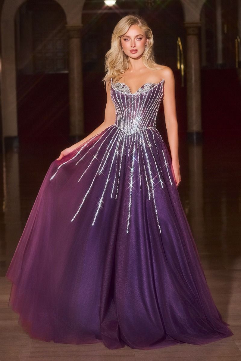 Cinderella Divine -CDS541 Beaded Sweatheart A-Line Gown