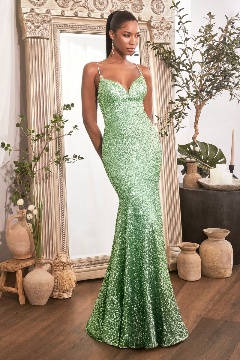 Clearance Sale Cinderella Divine -CH066 V-Neck Sequin Mermaid Dress