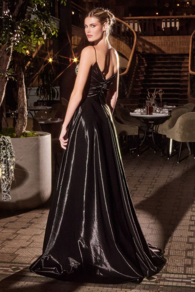 Cinderella Divine -J882 Crystal floral motif jacket & liquid taffeta dress