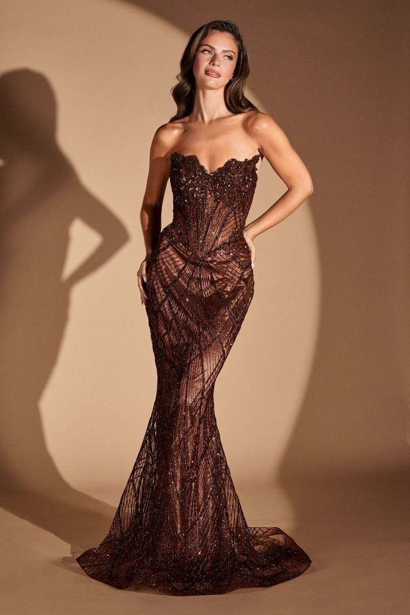Cinderella Divine -J888 Beaded Strapless Mermaid Dress