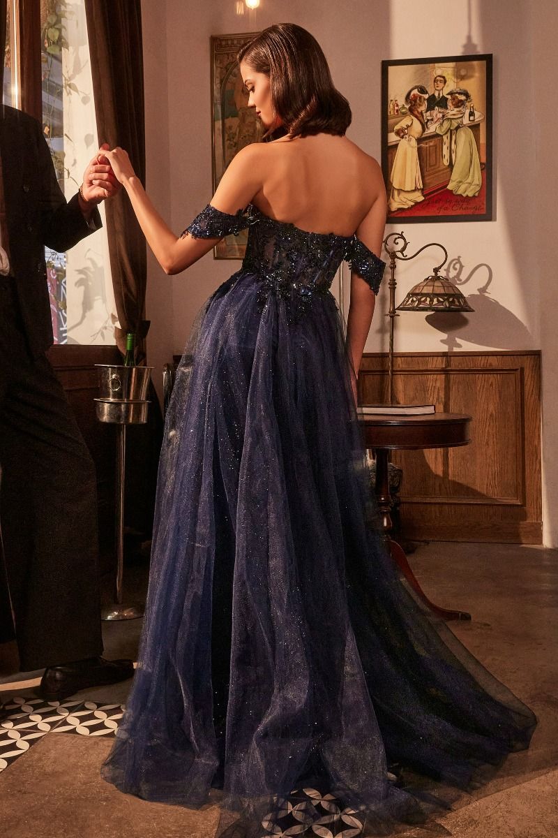 Cinderella Divine -KV1126 Off-The-Shoulder Sweetheart Neck A-line Prom Dress