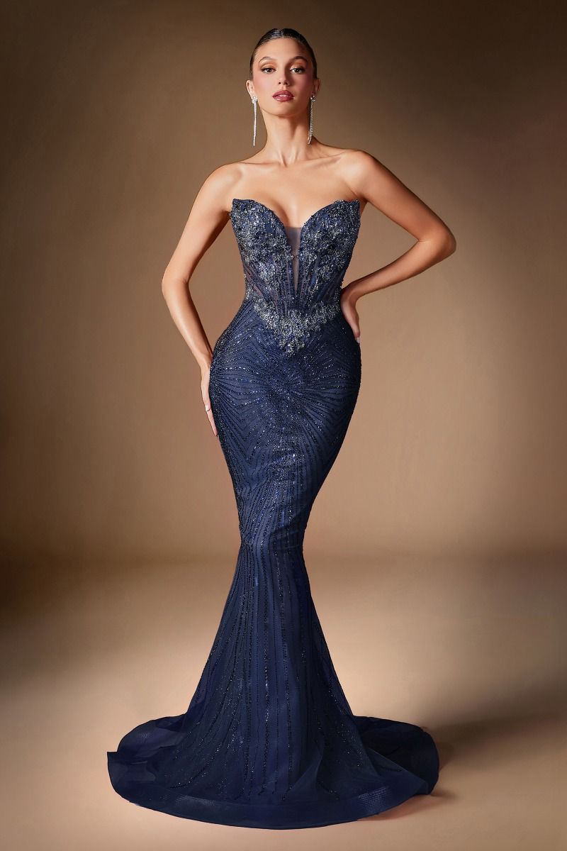 Cinderella Divine -KV1129 Beaded Strapless Mermaid Dress
