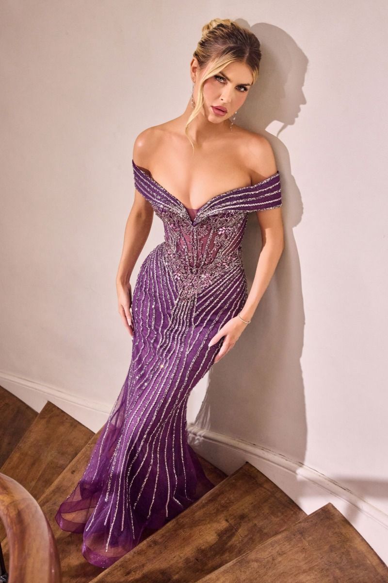 Cinderella Divine -KV1130 Off Shoulder Mermaid Dress