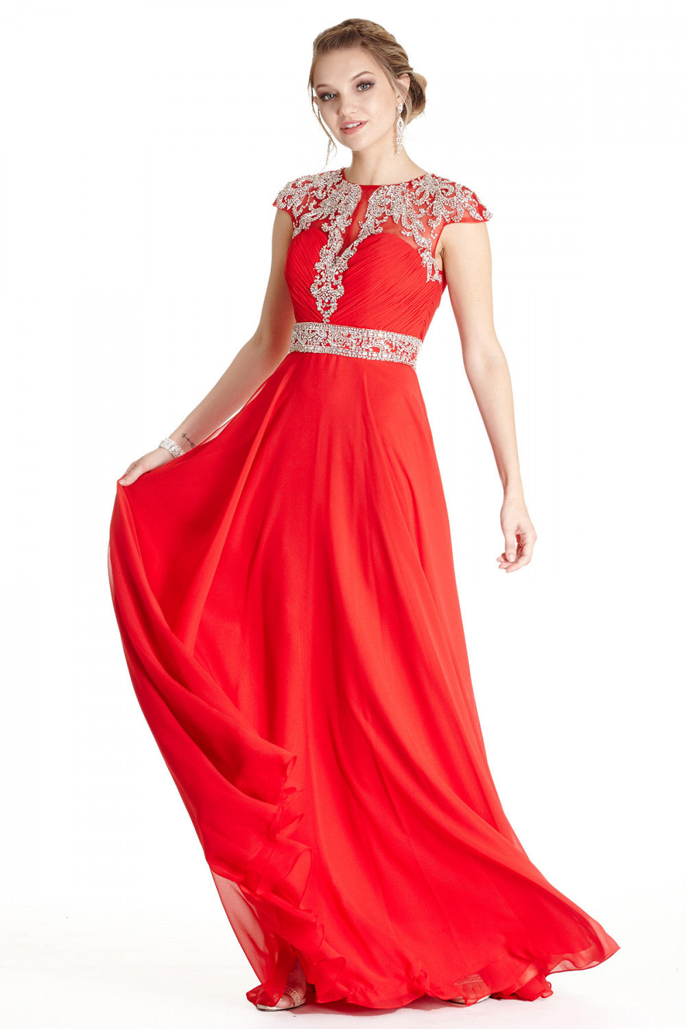 Aspeed Design -L1821 Embellished Ruched A-Line Dress