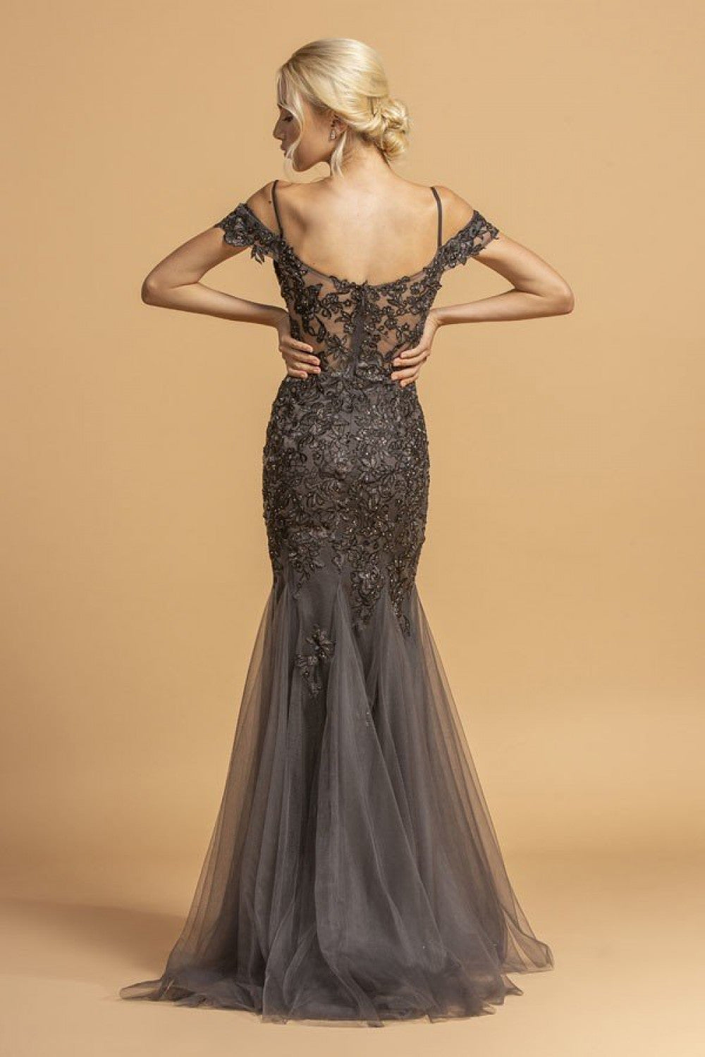Aspeed Design -L2170 Lace Applique Trumpet Evening Dress