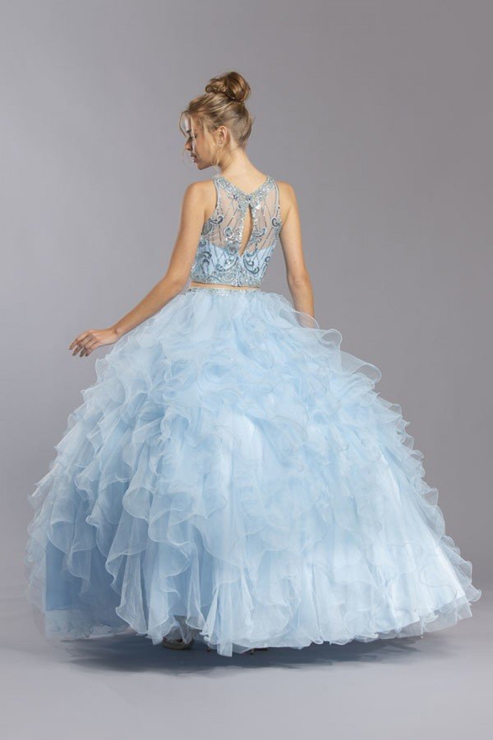 Aspeed Design -L2281 Beaded Ruffle Two Piece Ball Gown