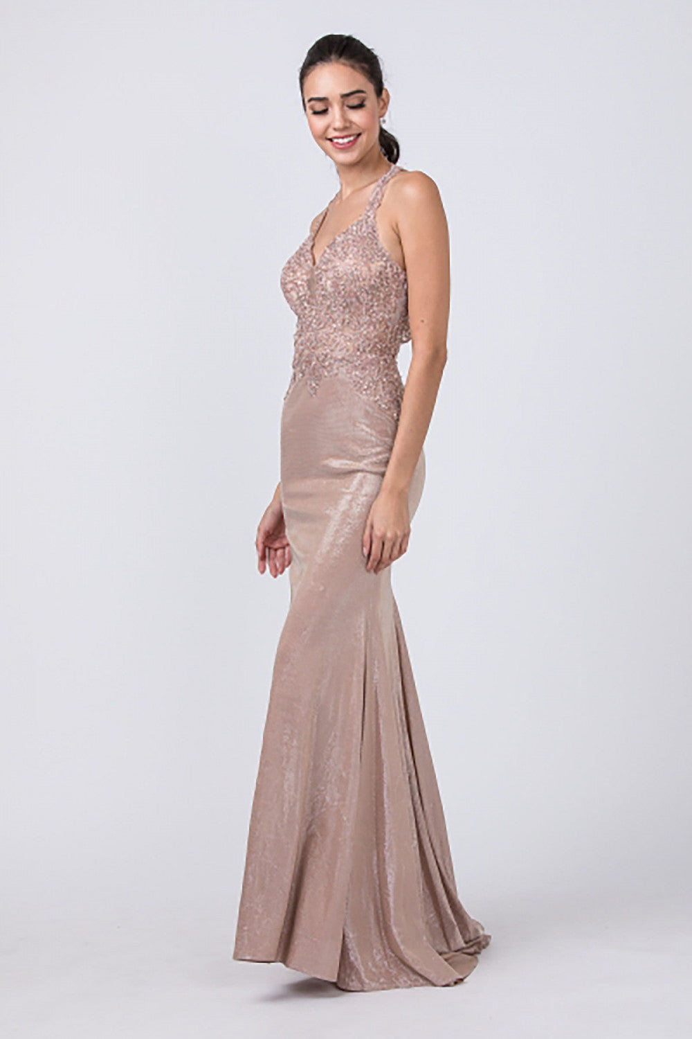 Aspeed Design -L2374 Lace Bodice Sheath Evening Dress
