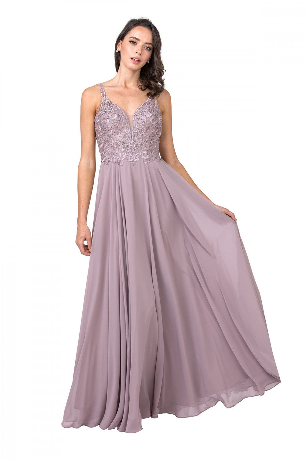 Aspeed Design -L2385 Lace Bodice A-Line Evening Dress