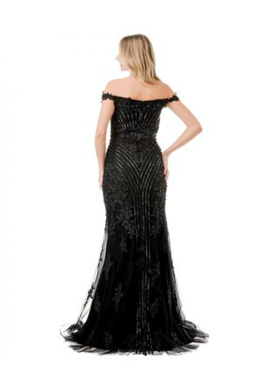 Aspeed Design -L2857K Off Shoulder Embellished Prom Sheath Dress