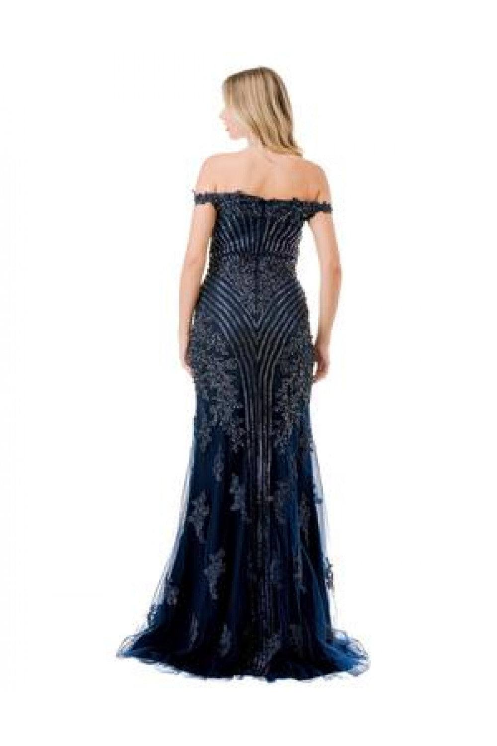 Aspeed Design -L2857K Off Shoulder Embellished Prom Sheath Dress