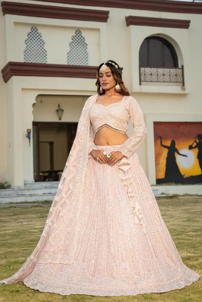 MyFashion -KLS-1154 Princess Look With This Pink Net Lehenga With Dupatta