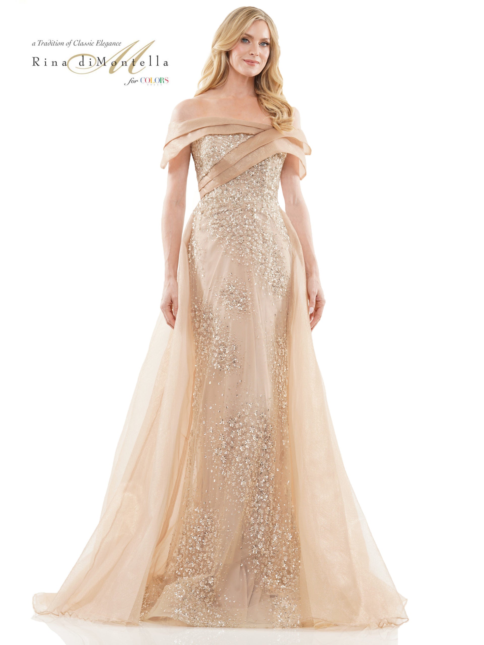 Rina Di Montella -RD2816 Off-Shoulder Sheath Evening Gown