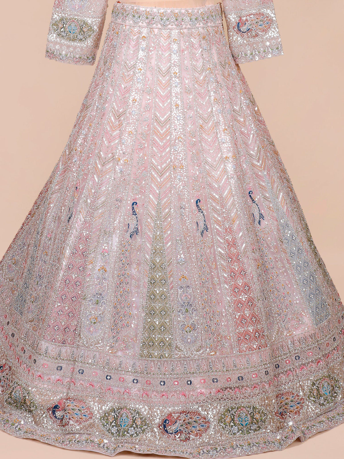 MyFashion KLS-2114 Onion Pink Sea Pearl Lehenga with Jarkan & Embroidery