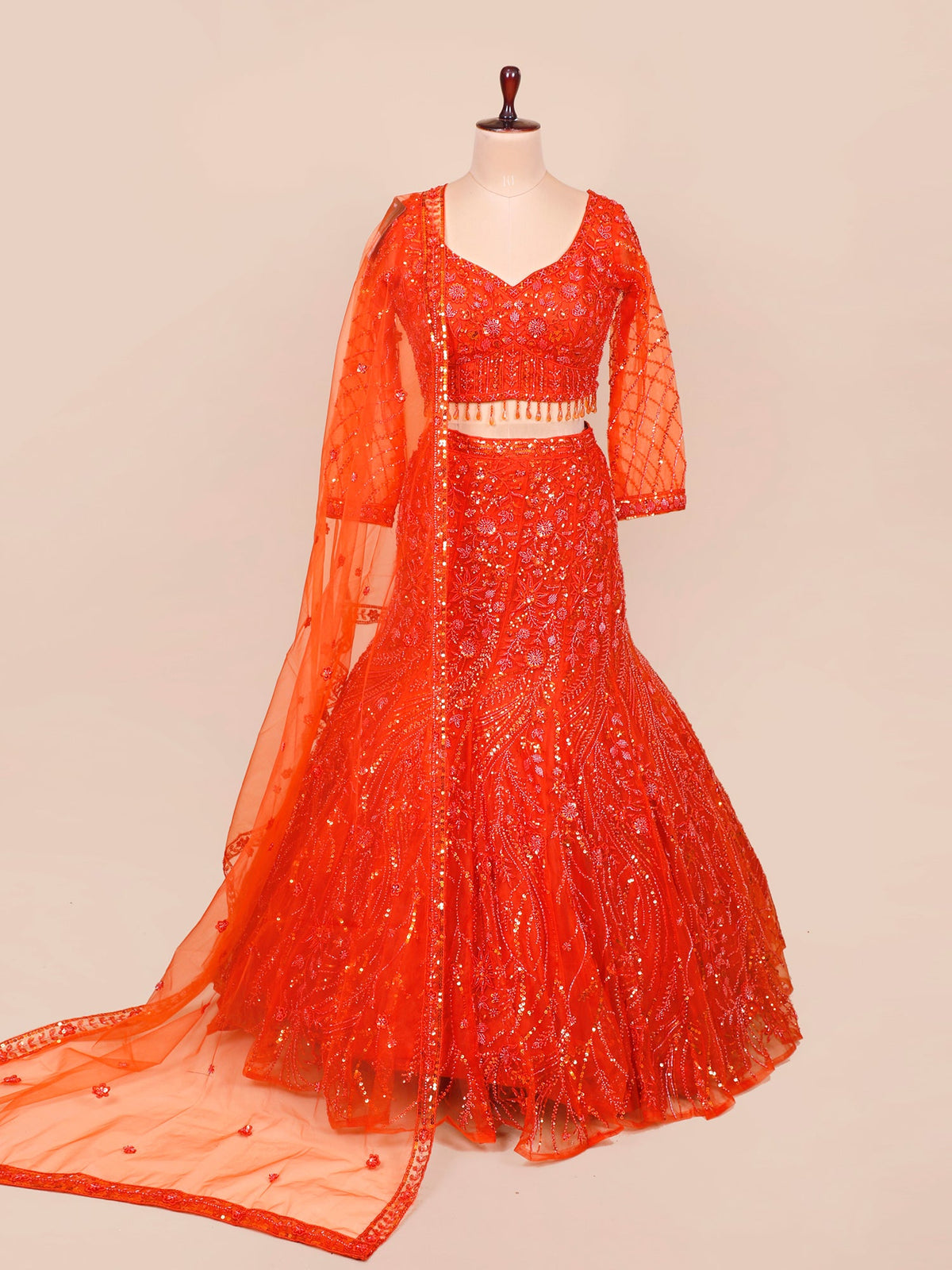 MyFashion KLS-2132 Red Inferno Royale Jarkan Sequence Luxury Lehenga