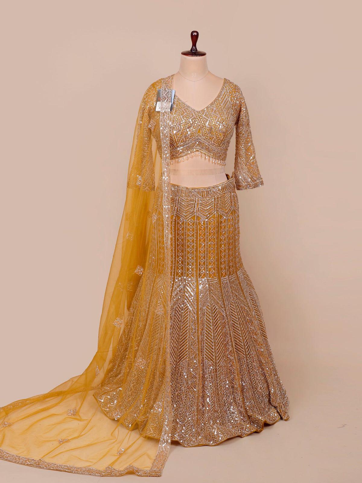 MyFashion KLS-2139 Mustard Gold Aura Royale Hand-Embellished Lehenga