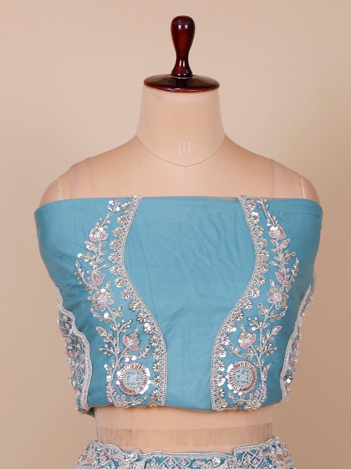 MyFashion KLS-2163 Sky Blue Dream Net Lehenga with Thread Embroidery & Jarkan Diamond