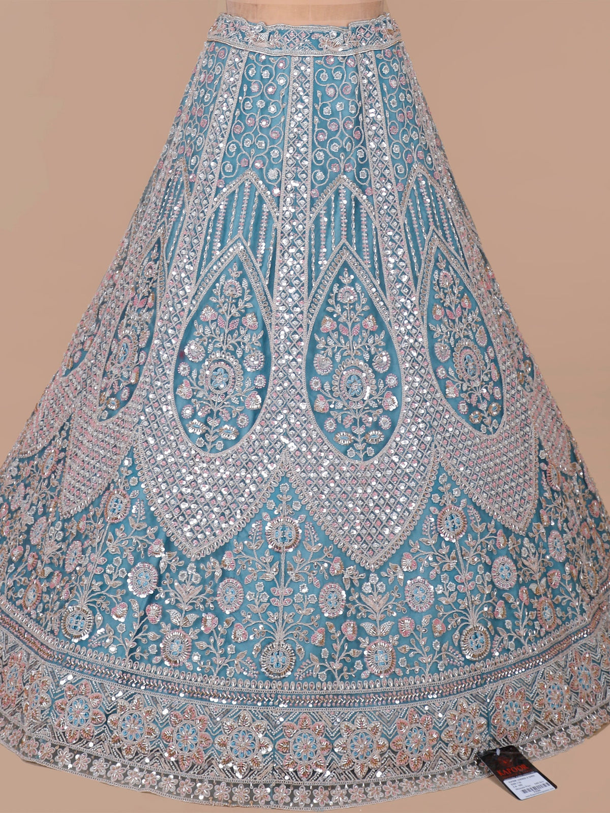 MyFashion KLS-2163 Sky Blue Dream Net Lehenga with Thread Embroidery & Jarkan Diamond